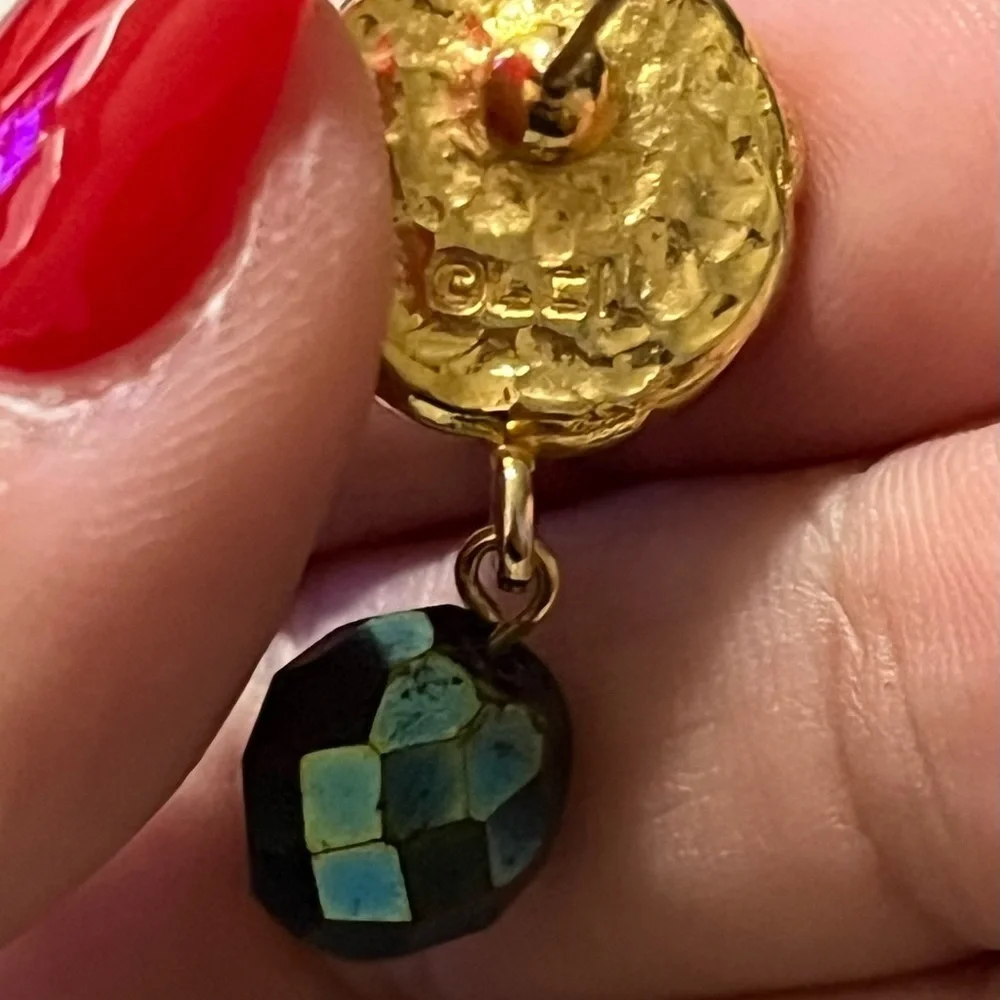Liz Claiborne International Elegant Blue and Gold Drop Earrings - Picture 3 of 4